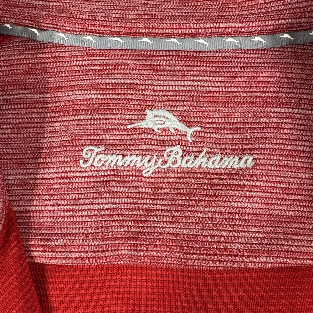 Tommy Bahama Mens Red 3/4 Zipper Long Sleeve Polyester Light Sweatshirt 2XLT - Picture 7 of 10